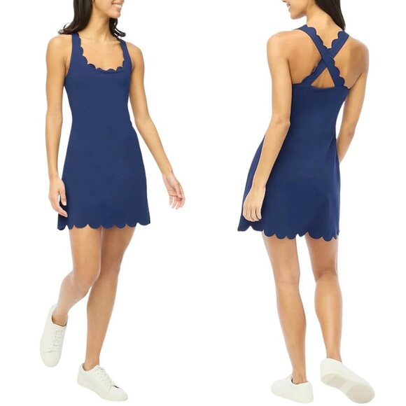 J. Crew Scalloped active dress in Navy NWOT - Picture 1 of 11